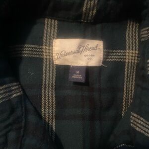 Universal Thread Green and Cream Plaid Shirt
